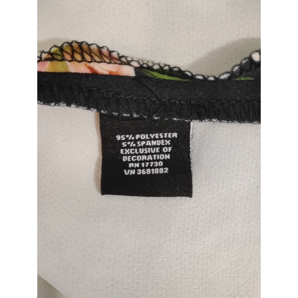 Victoria Beckham Womens 2X Dress Black Green Pink Roses Floral Sleeveless Zip - Picture 6 of 8